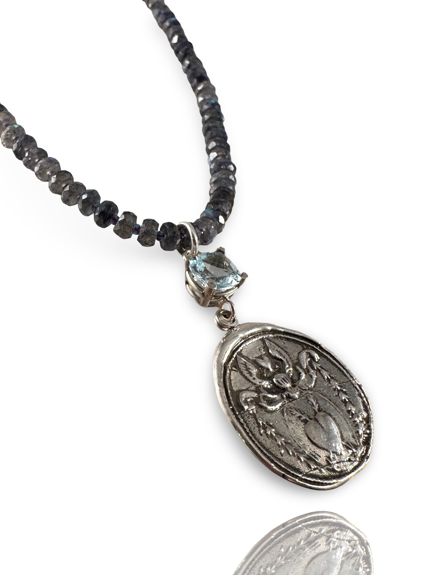 Angel Heart Blue Topaz Sterling Necklace