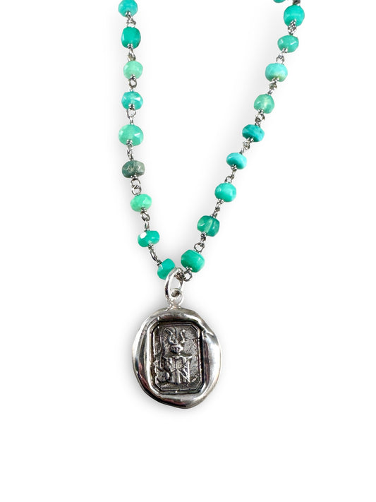 Small Victory Horn Chrysoprase Necklace