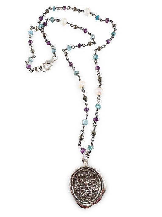 Small Charm Multi Gemstone Wrap Necklace