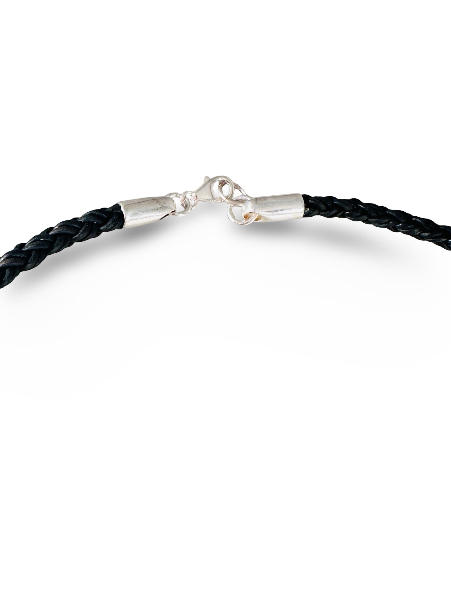 Braided Leather Necklace with Pendant