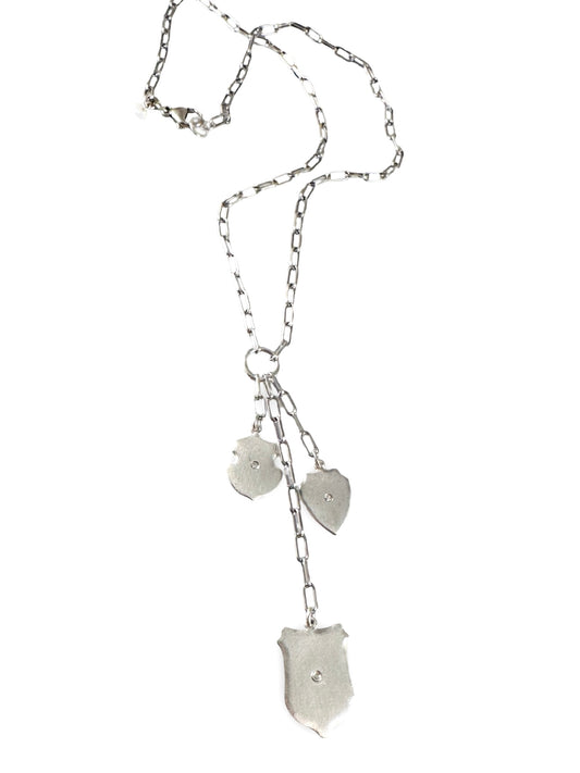 Triple Shield Diamond Drop Necklace