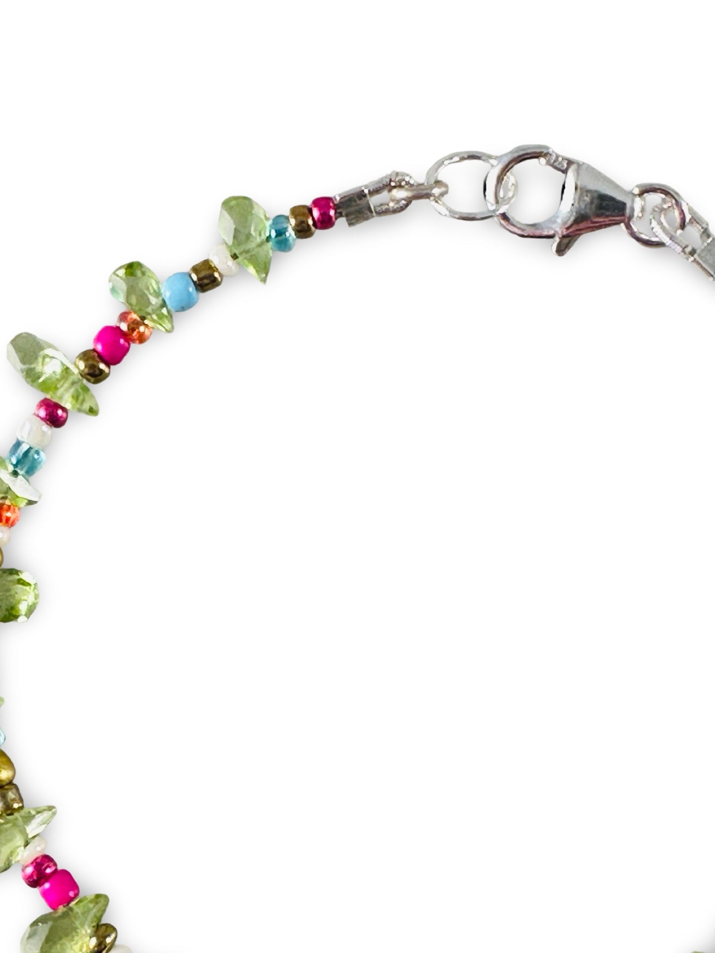 Checkered Crown Bead Bracelet with Peridot