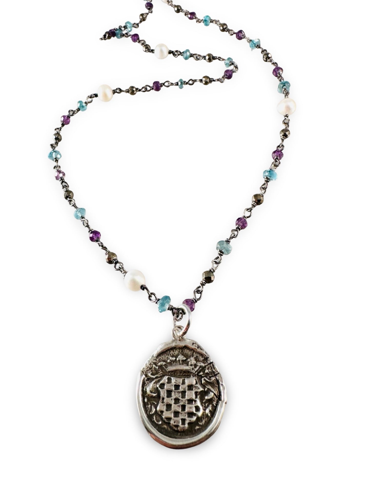 Small Charm Multi Gemstone Wrap Necklace