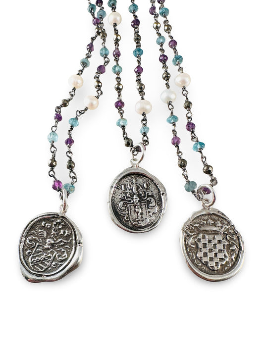 Small Charm Multi Gemstone Wrap Necklace