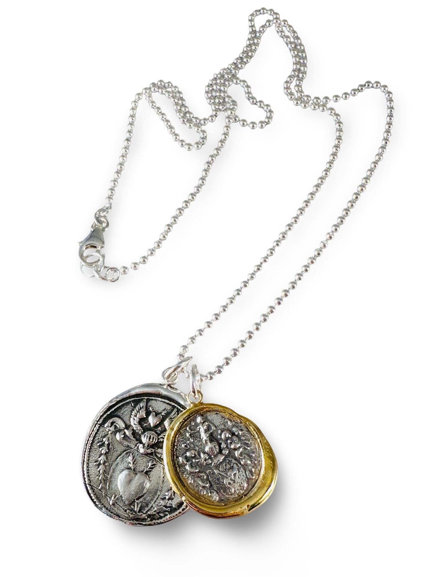 24” Double Charm Silver and Gold Bead Chain Necklace