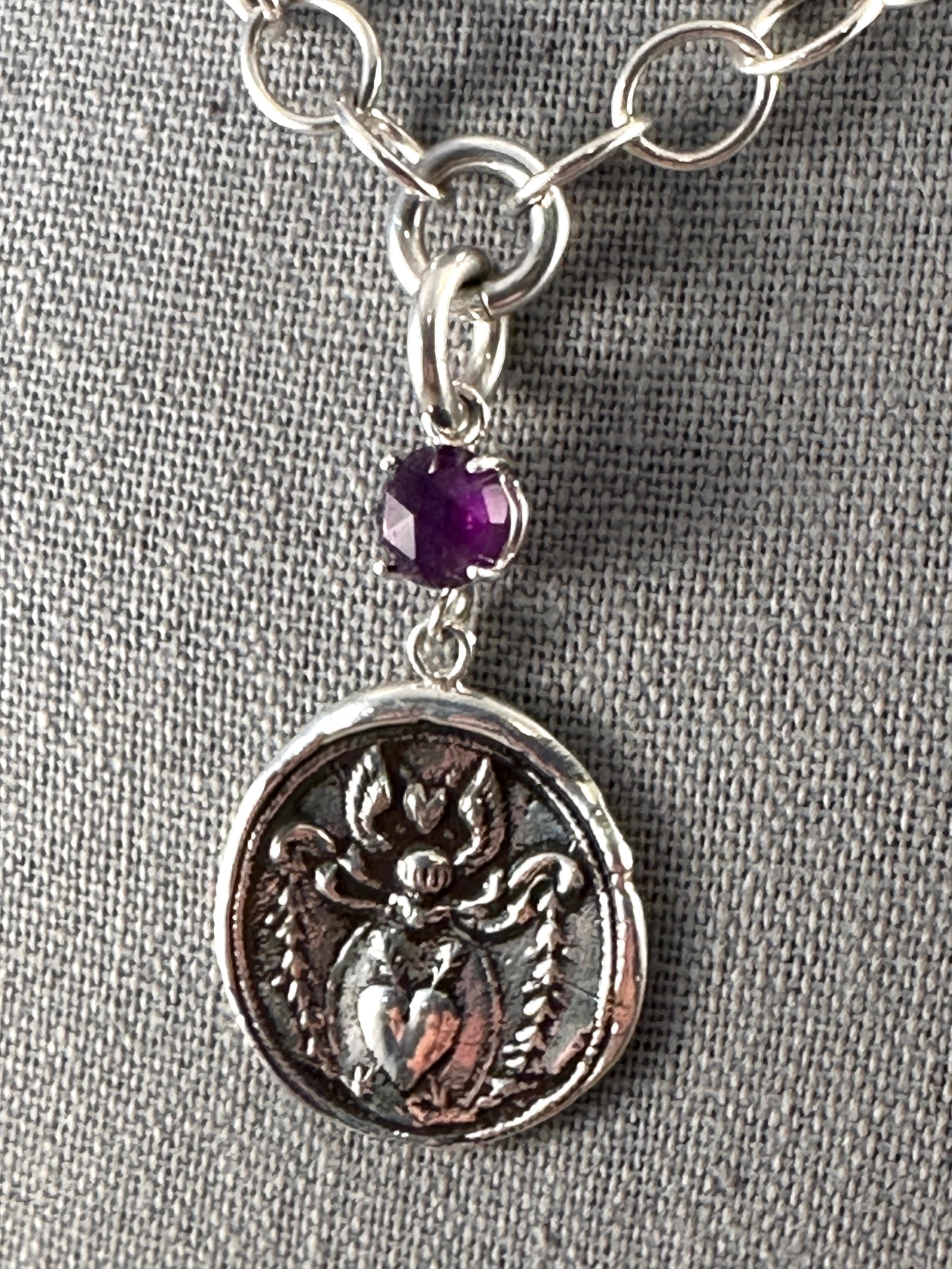Angel Heart Amethyst Sterling Necklace