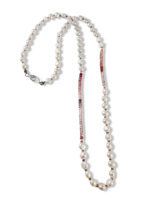 24” Fresh Water Pearl & Gemstone Necklace