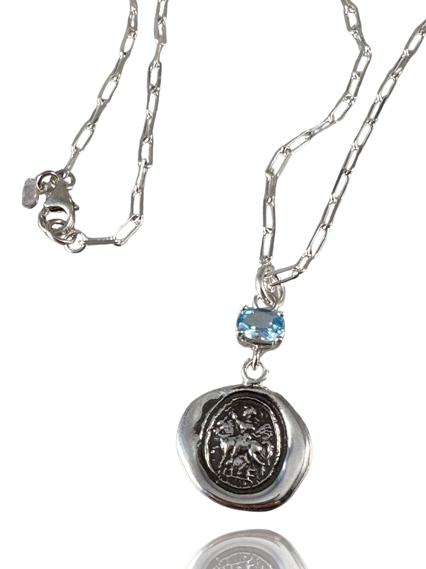 Saint George Sterling Gemstone Charm Necklace