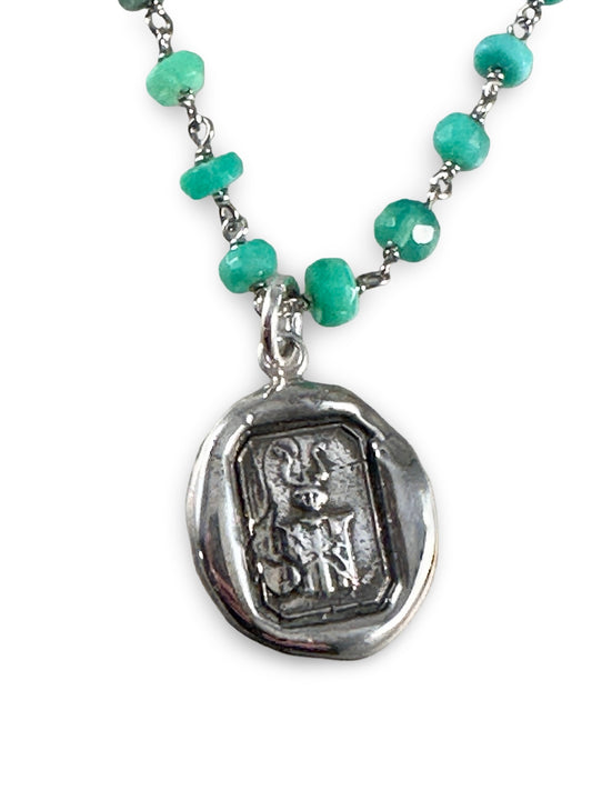 Small Victory Horn Chrysoprase Necklace