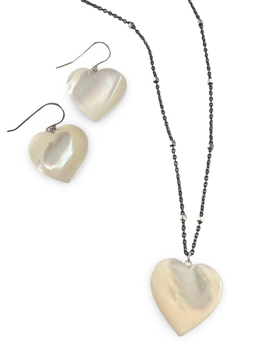 Mother of Pearl Heart Earrings