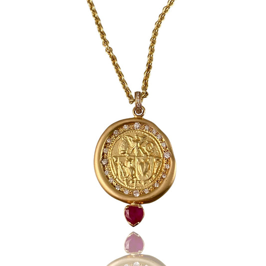 18k Gold Guardian of the Divine Ruby & Diamond Necklace