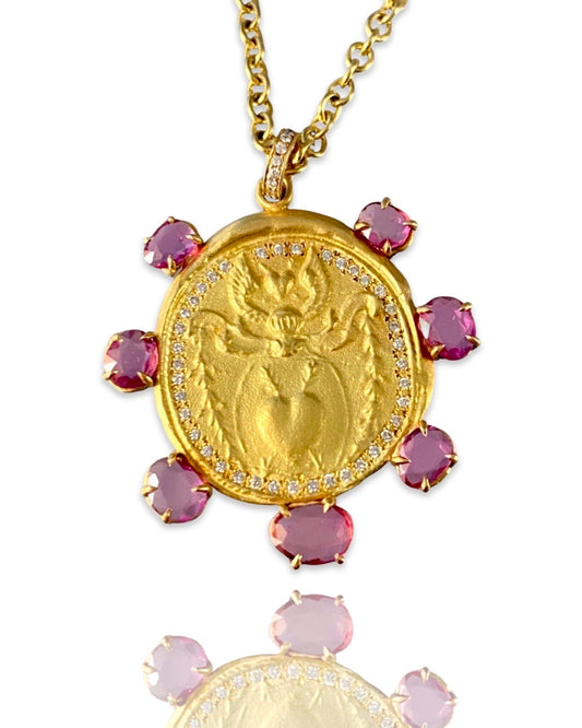 18k Gold Angel Heart Diamond Necklace