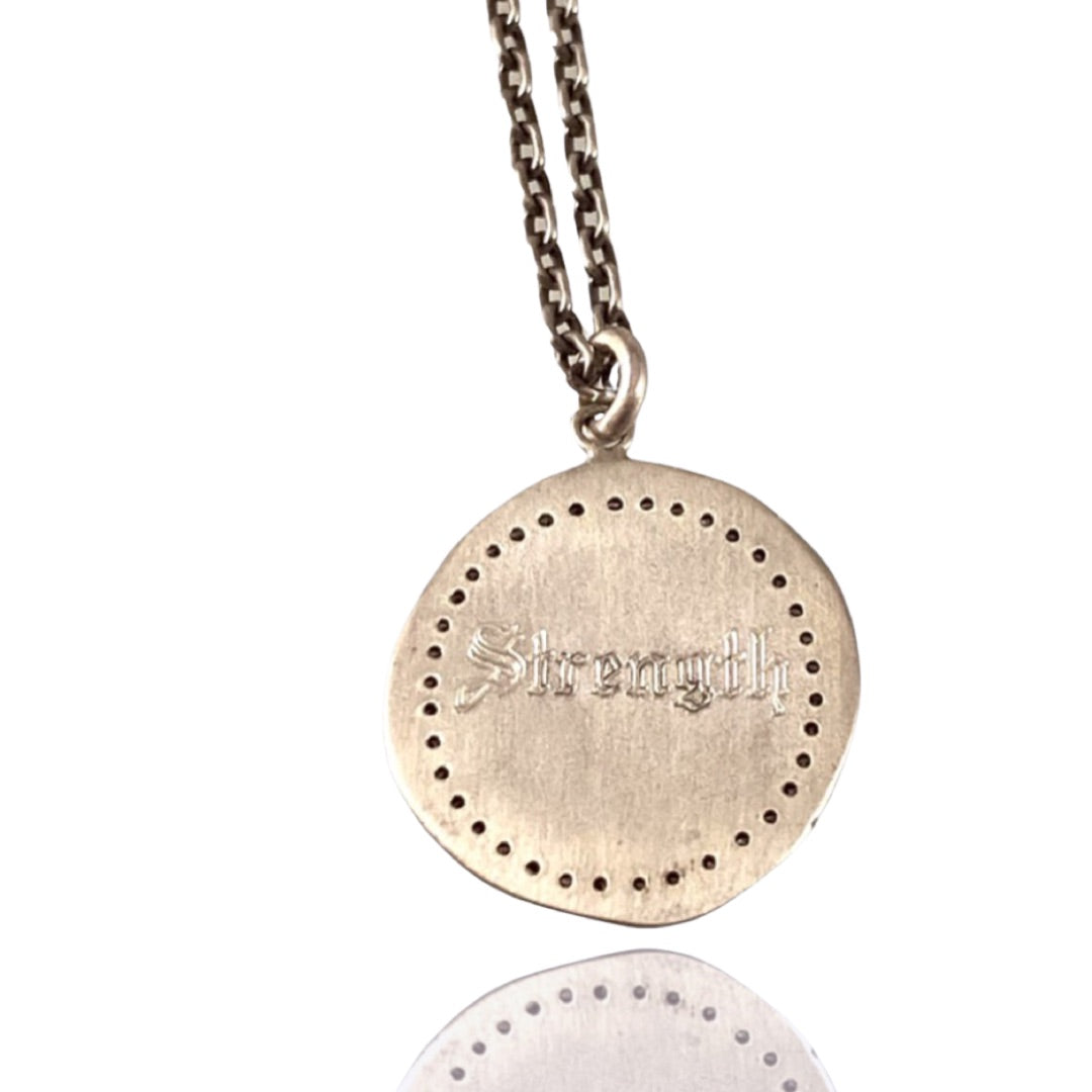 Champagne Diamond Small Shield Strength Necklace