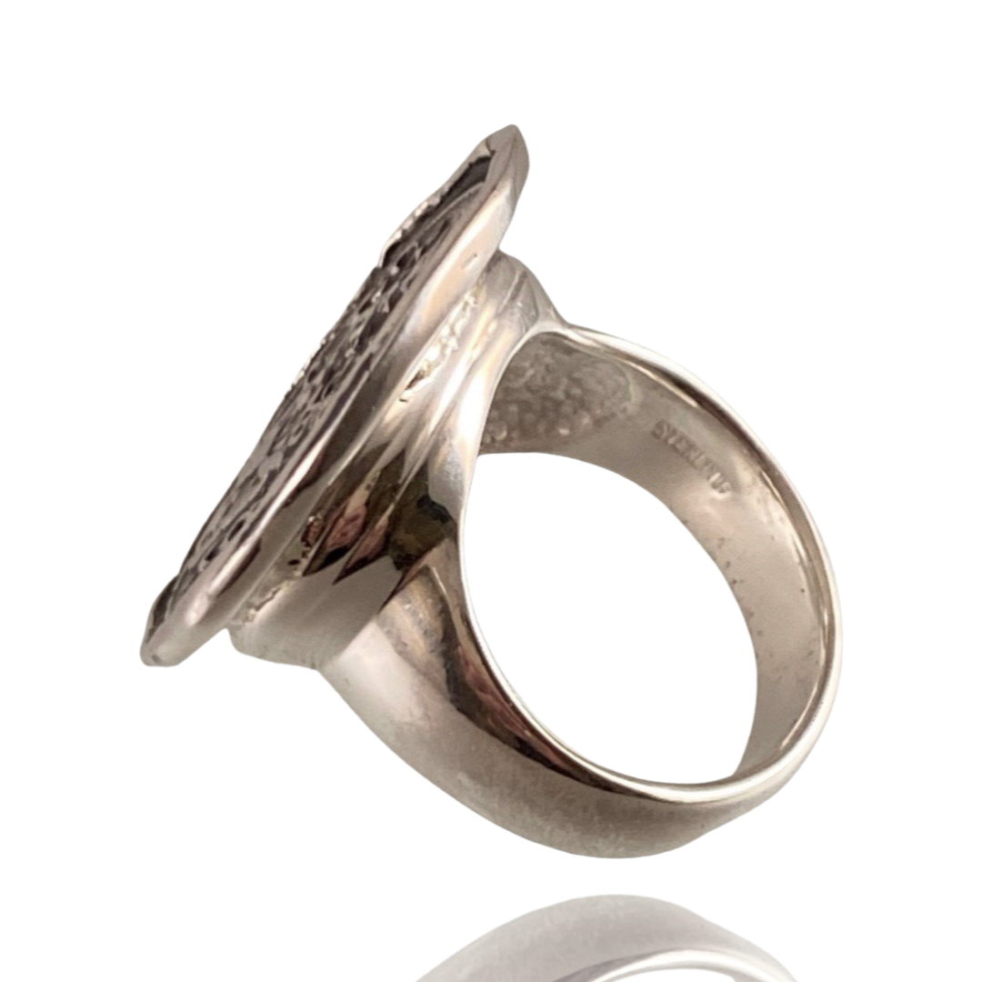 Large Inscribed Shield Sterling Ring