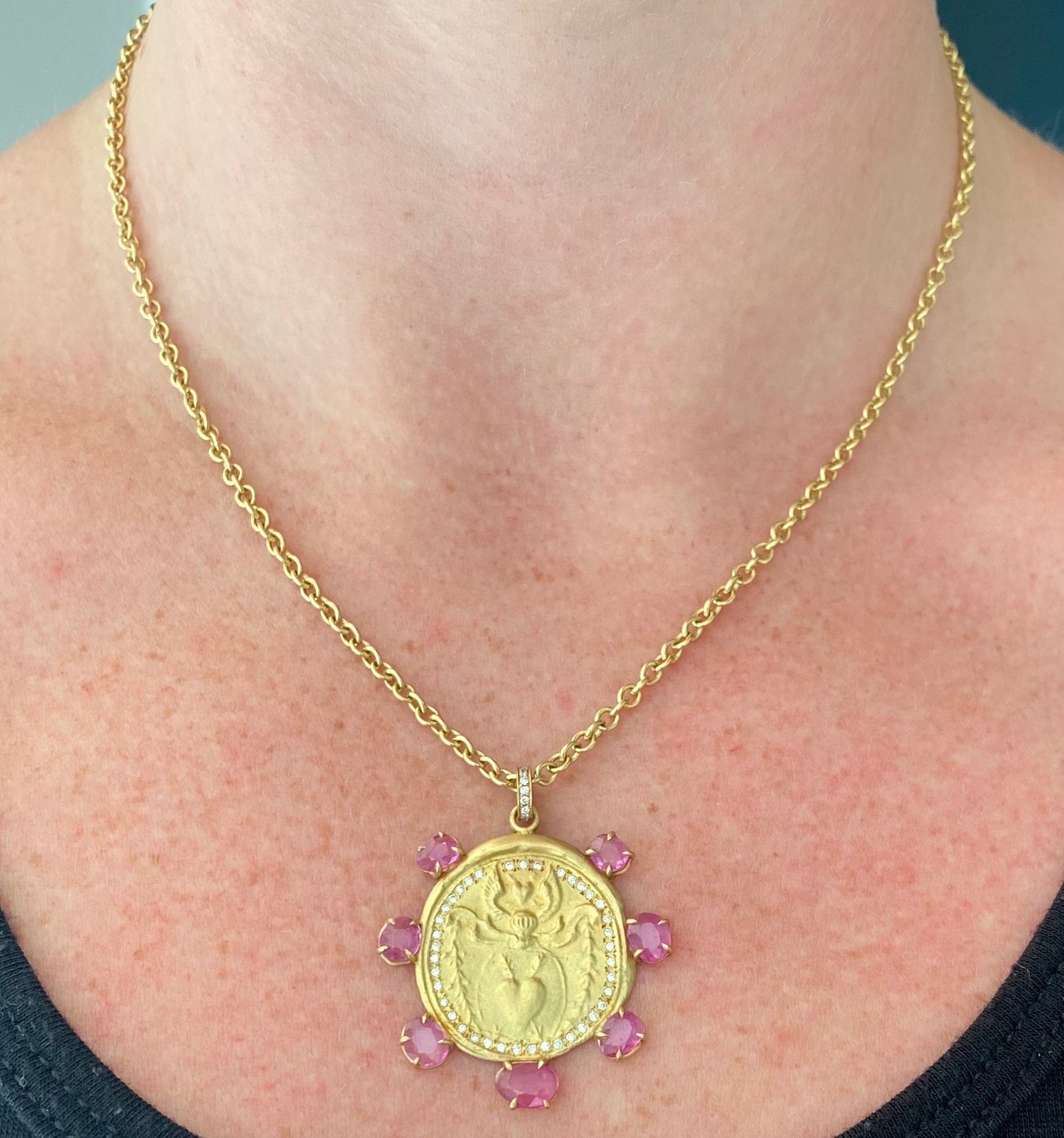 18k Gold Angel Heart Diamond Necklace