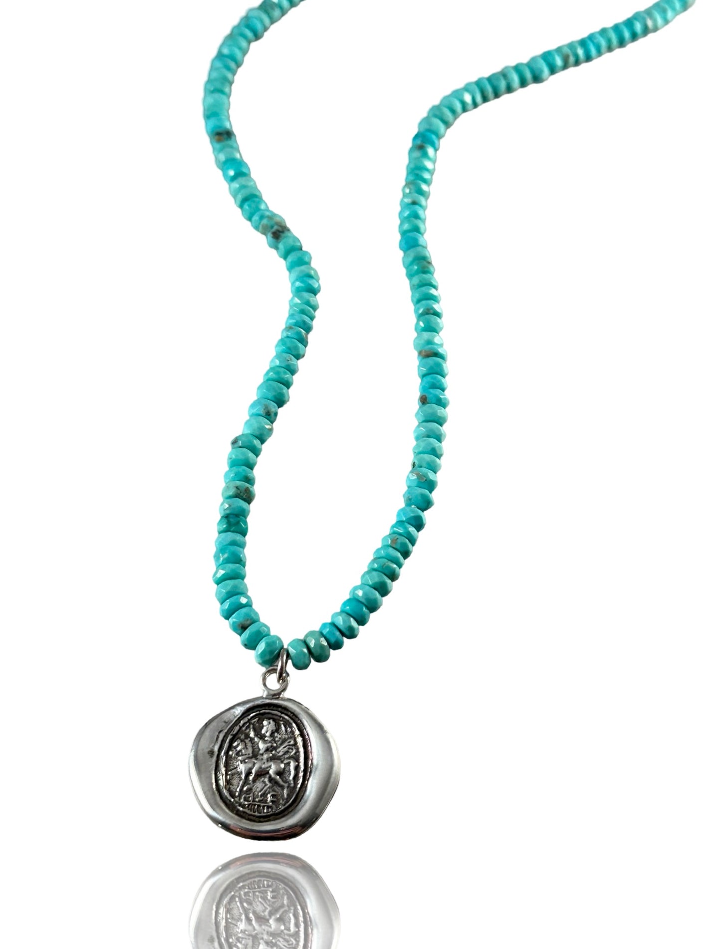 Saint George Sterling Turquoise Charm Necklace