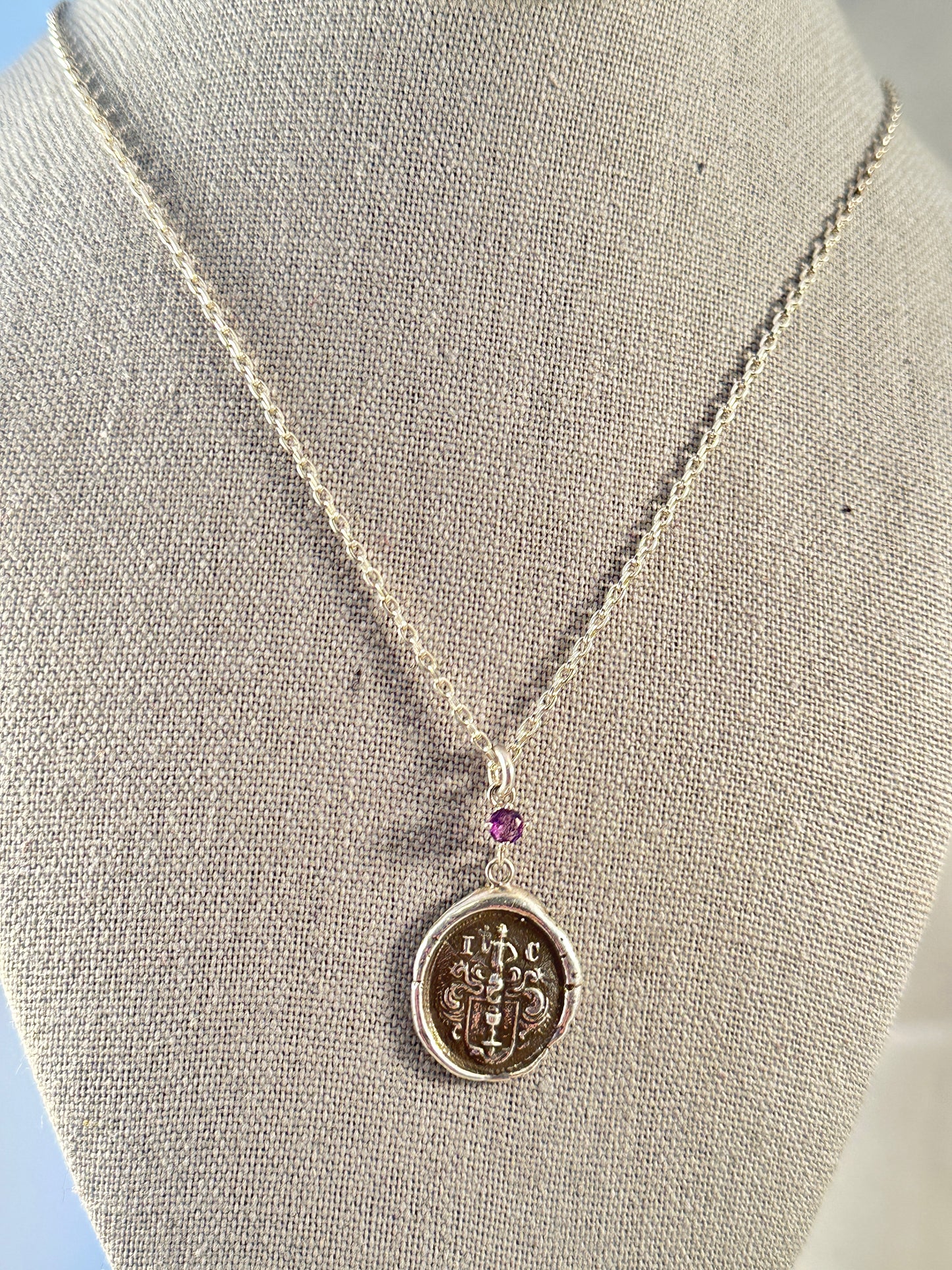 18” Chalice Crest with Amethyst Sterling Necklace