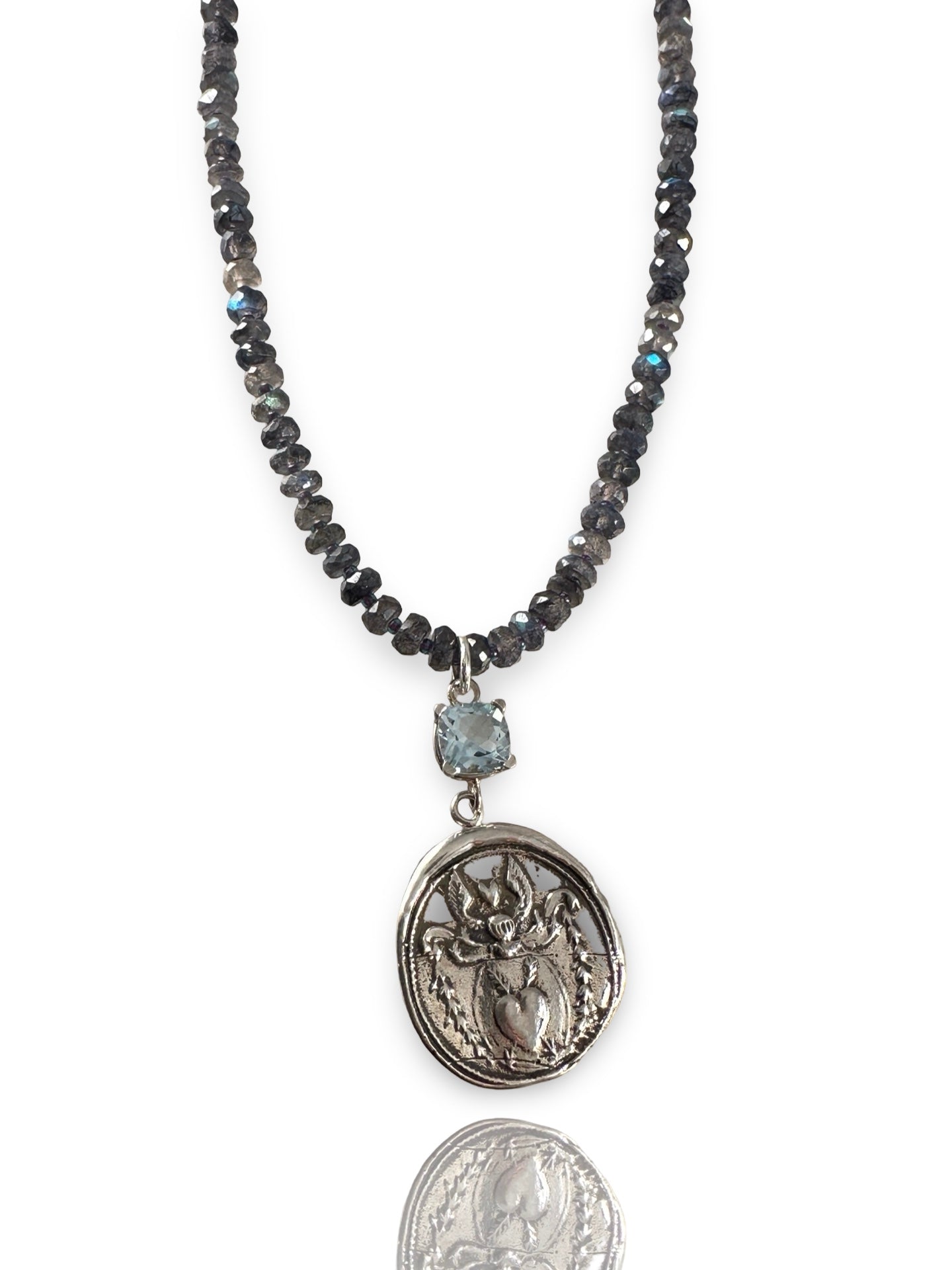 Angel Heart Blue Topaz Sterling Necklace