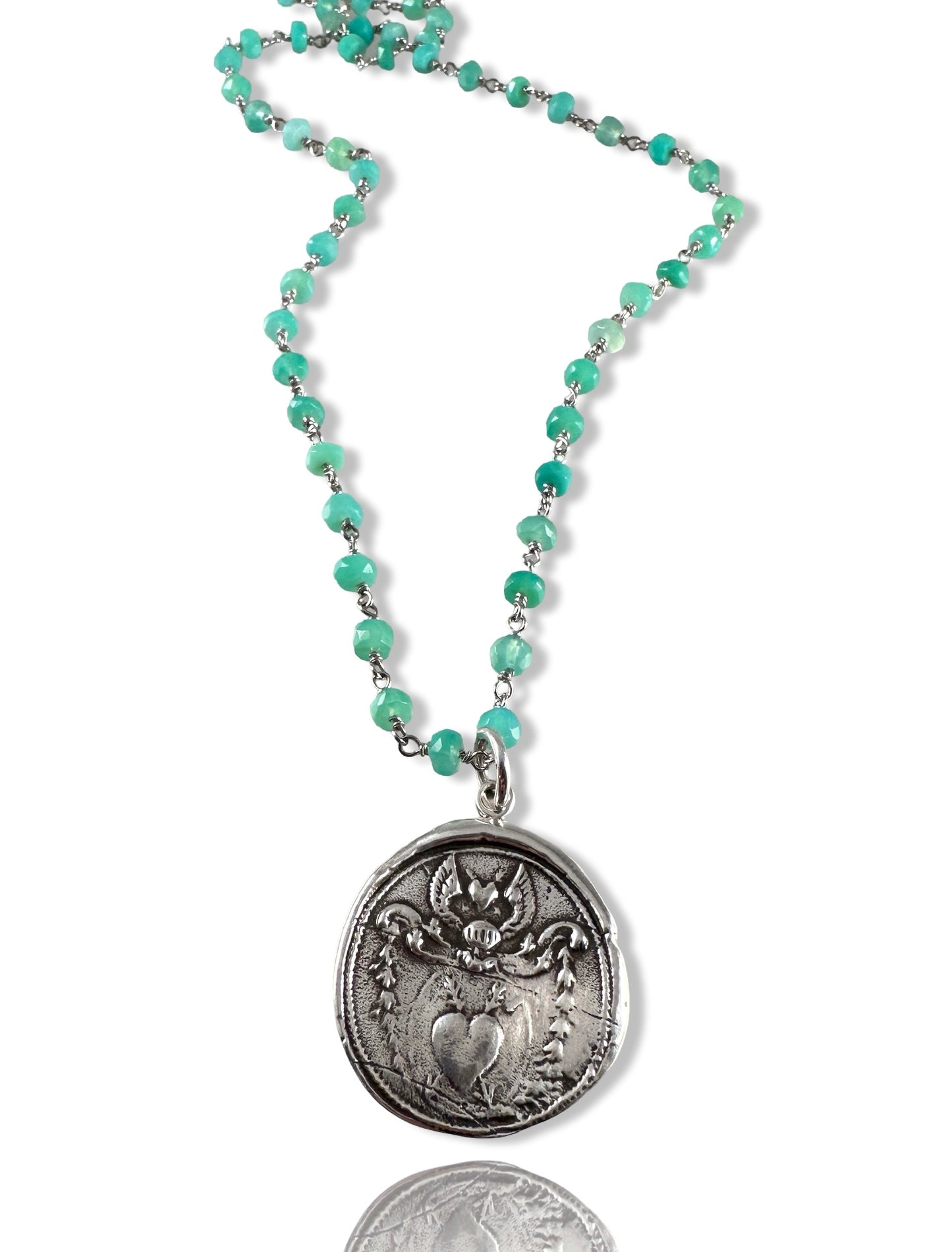 Angel Heart Chrysoprase Chain Necklace