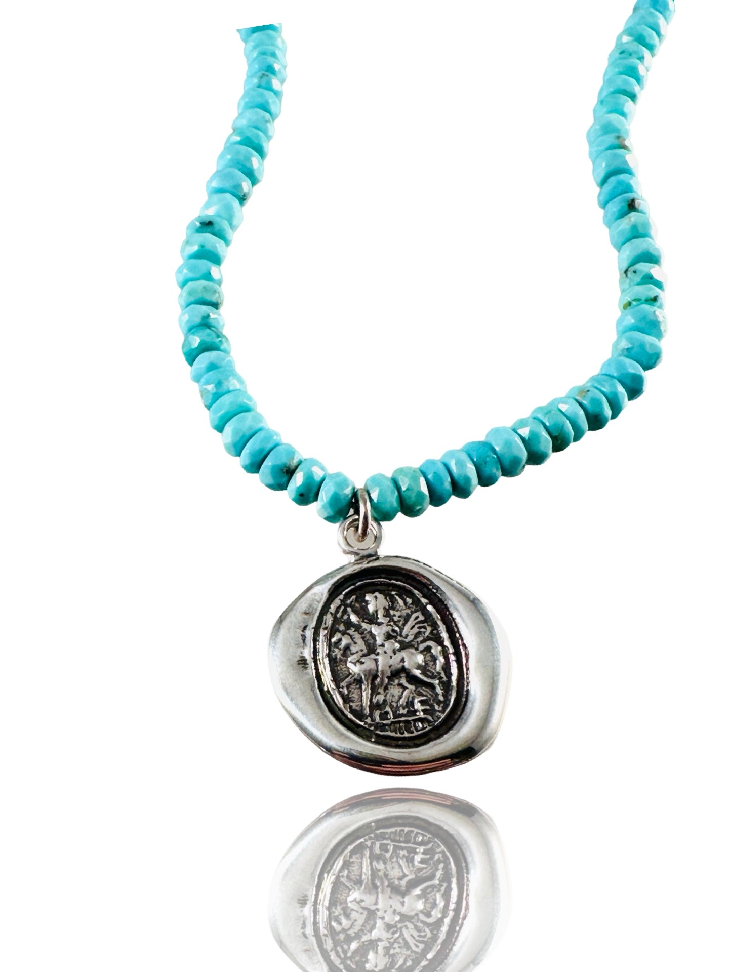 Saint George Sterling Turquoise Charm Necklace