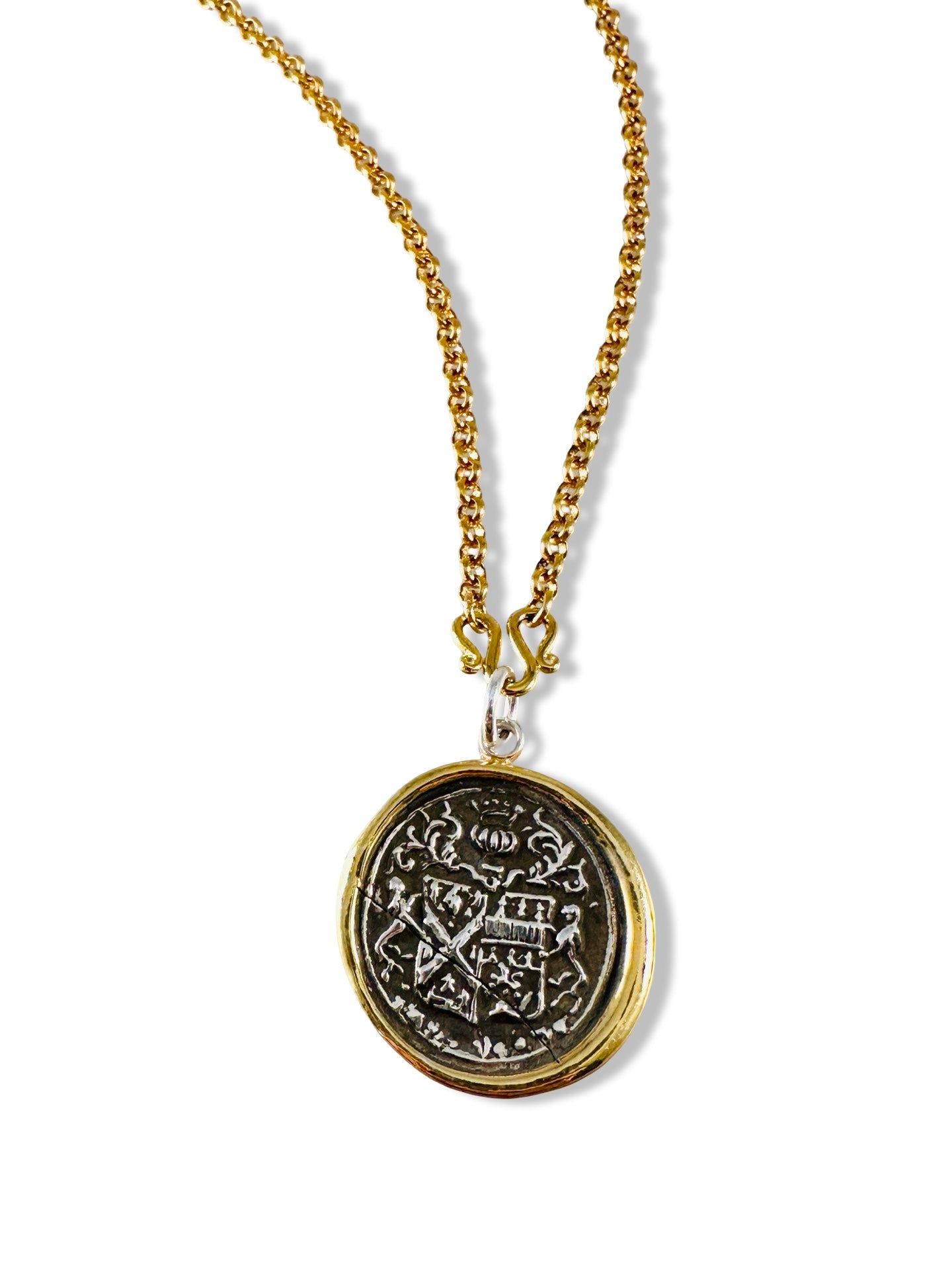 Gold and Silver Pendant on Gold Filled Chain