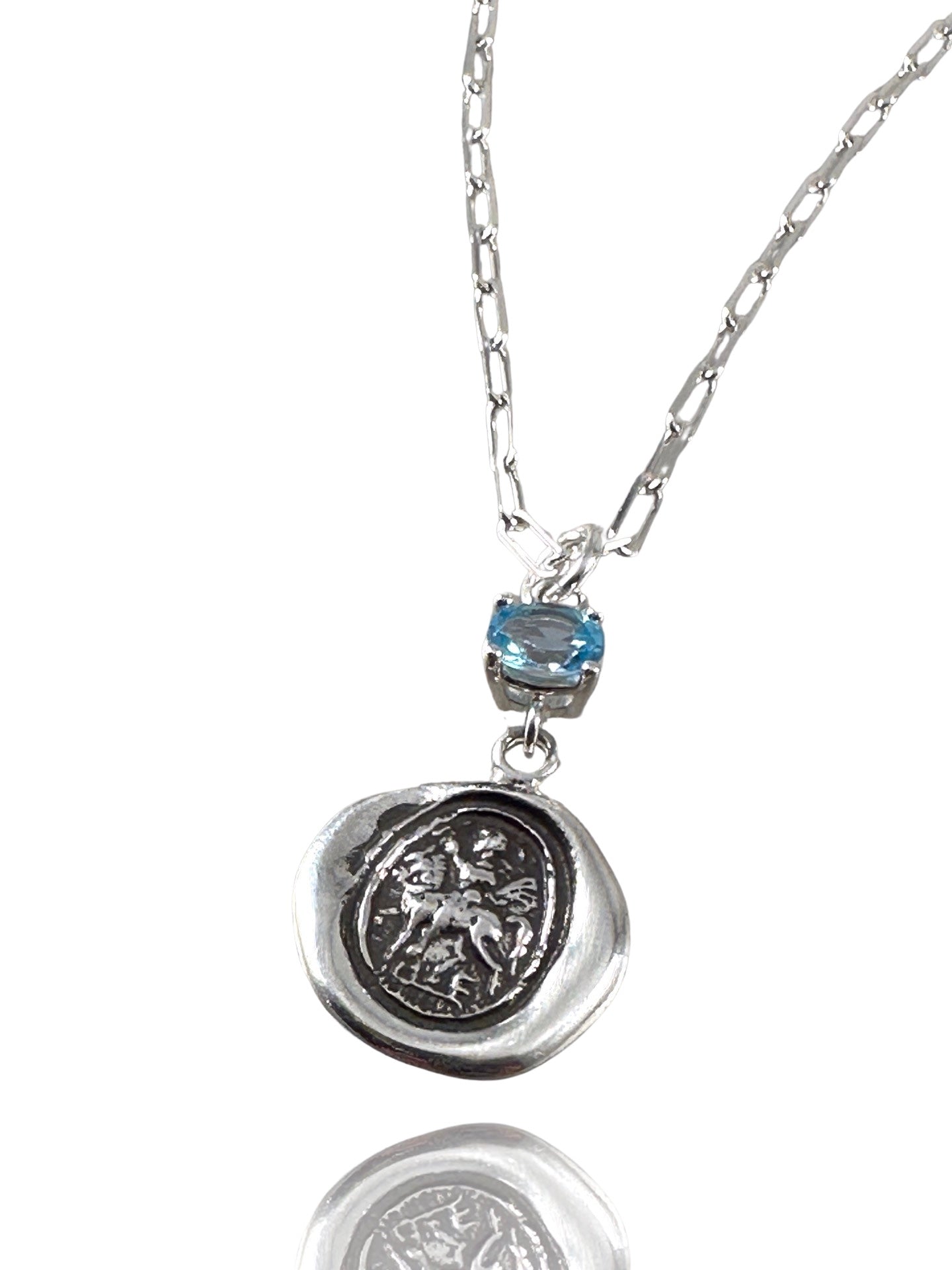 Saint George Sterling Gemstone Charm Necklace