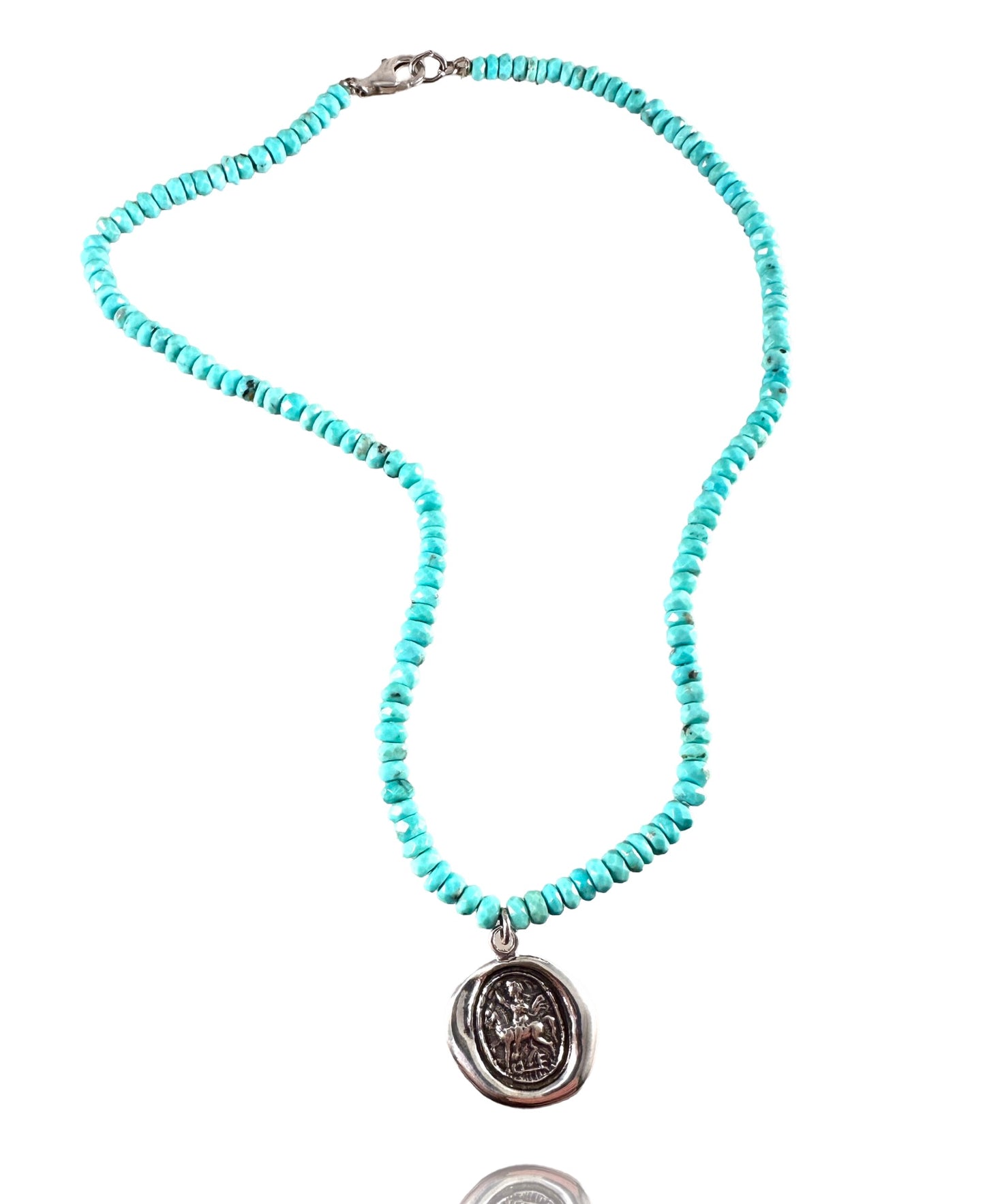 Saint George Sterling Turquoise Charm Necklace