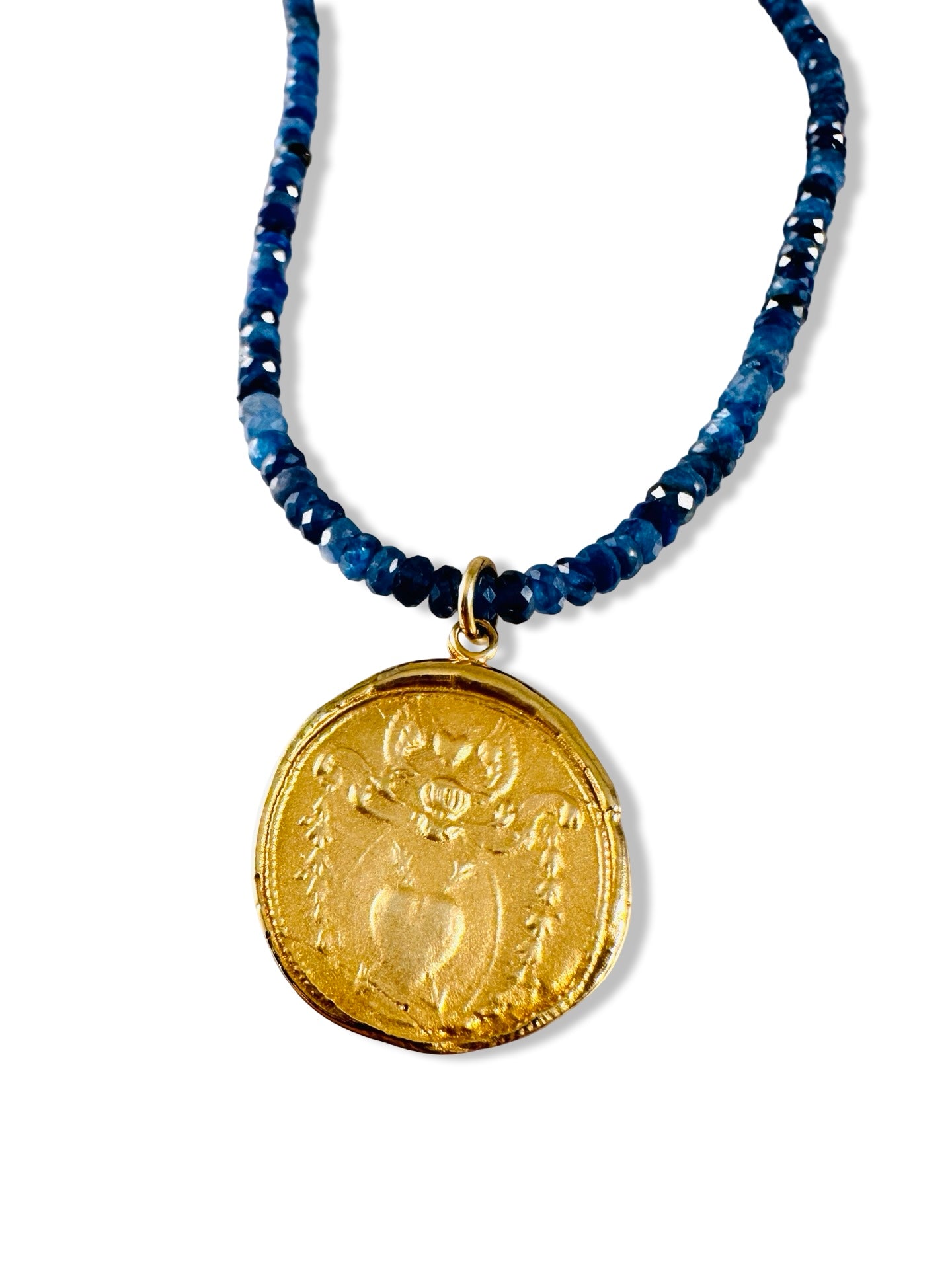 Angel Heart Blue Kyanite Gold Necklace
