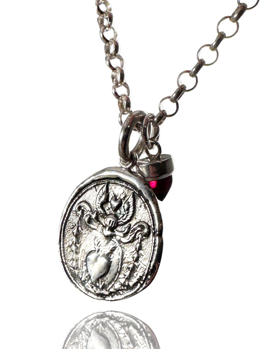 Angel Heart Garnet Gem Sterling Necklace