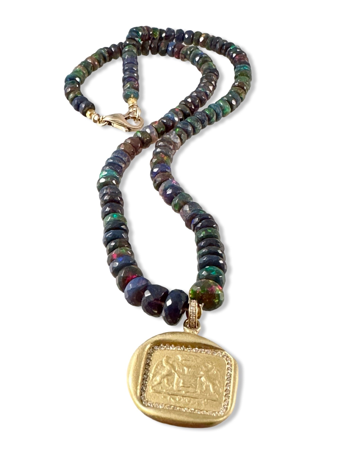 16.5” Black Opal Double Gryphon Diamond Necklace