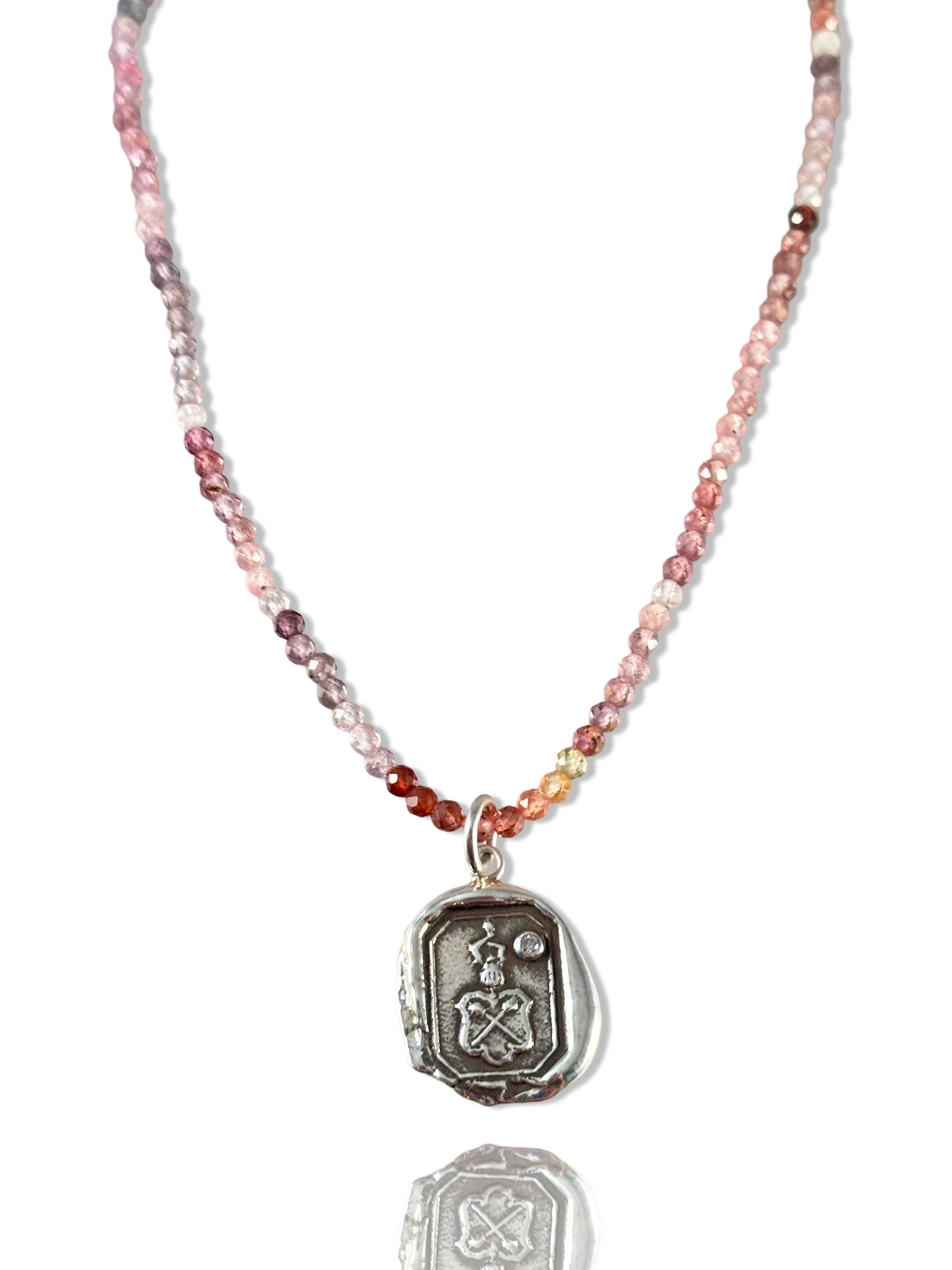 Small Baton Diamond Shield Necklace