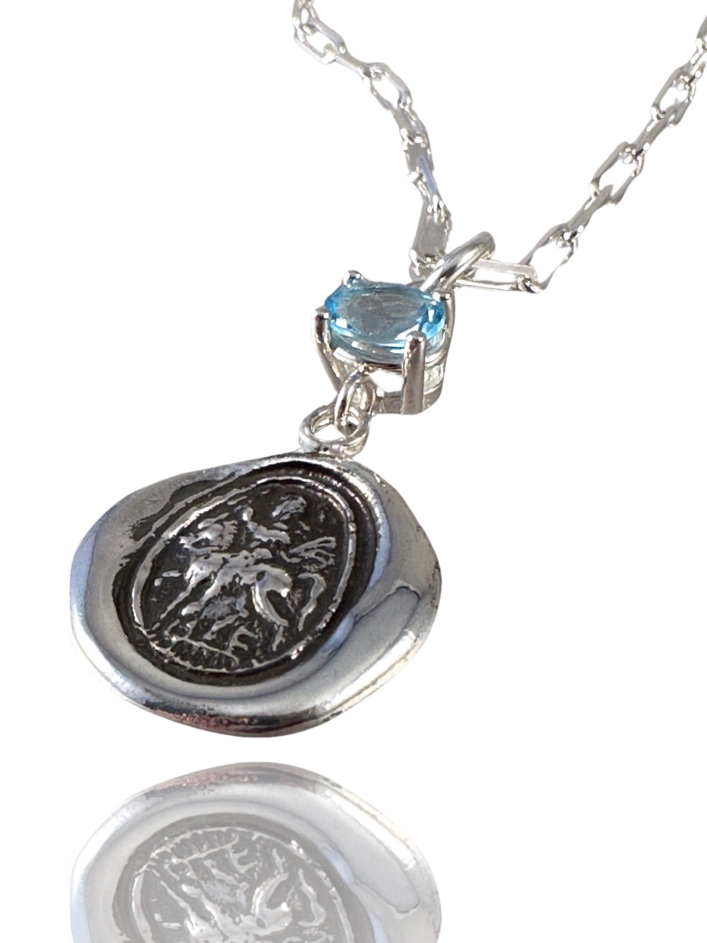 Saint George Sterling Gemstone Charm Necklace