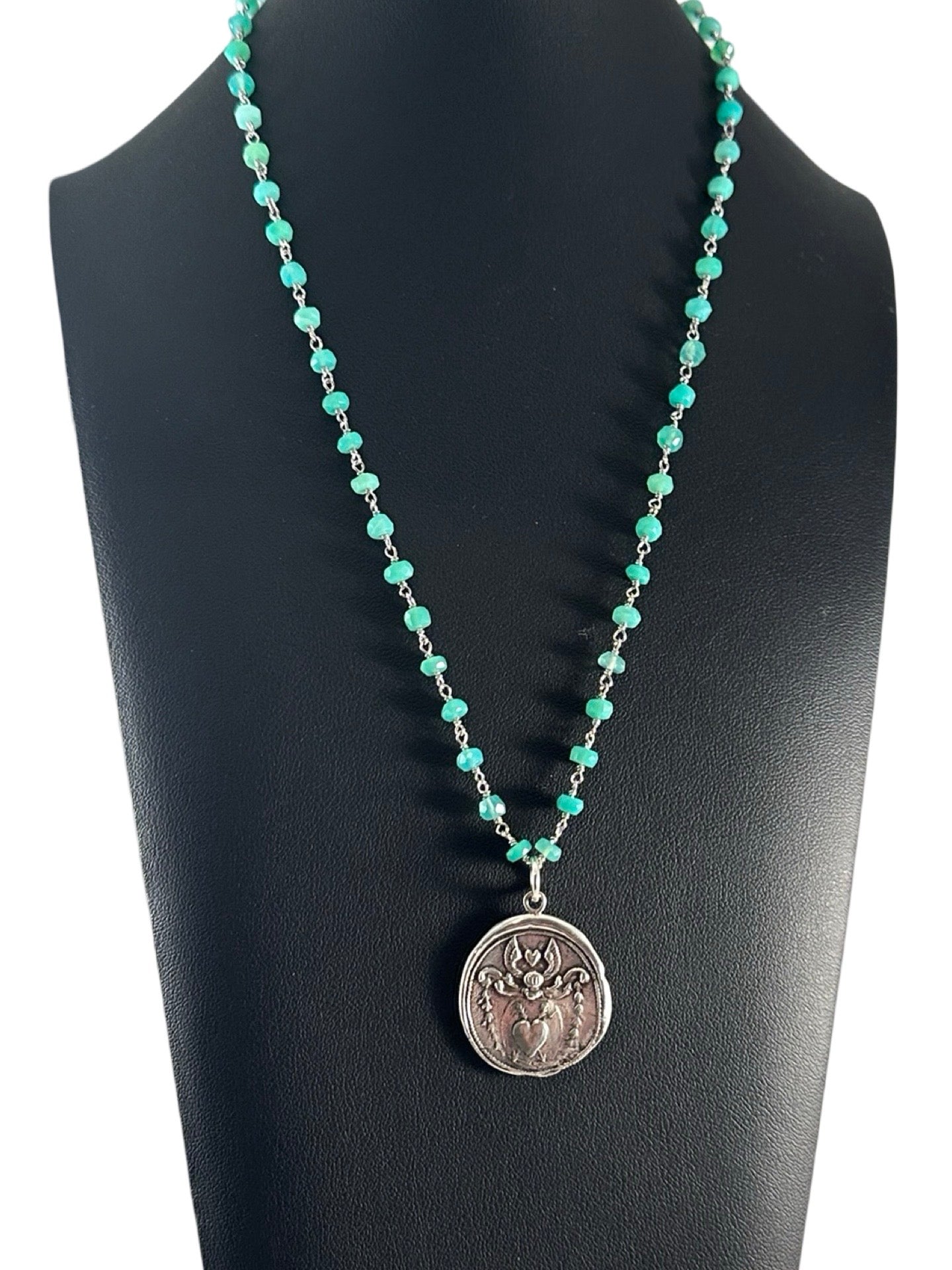 Angel Heart Chrysoprase Chain Necklace