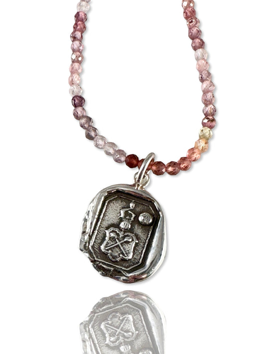 Small Baton Diamond Shield Necklace