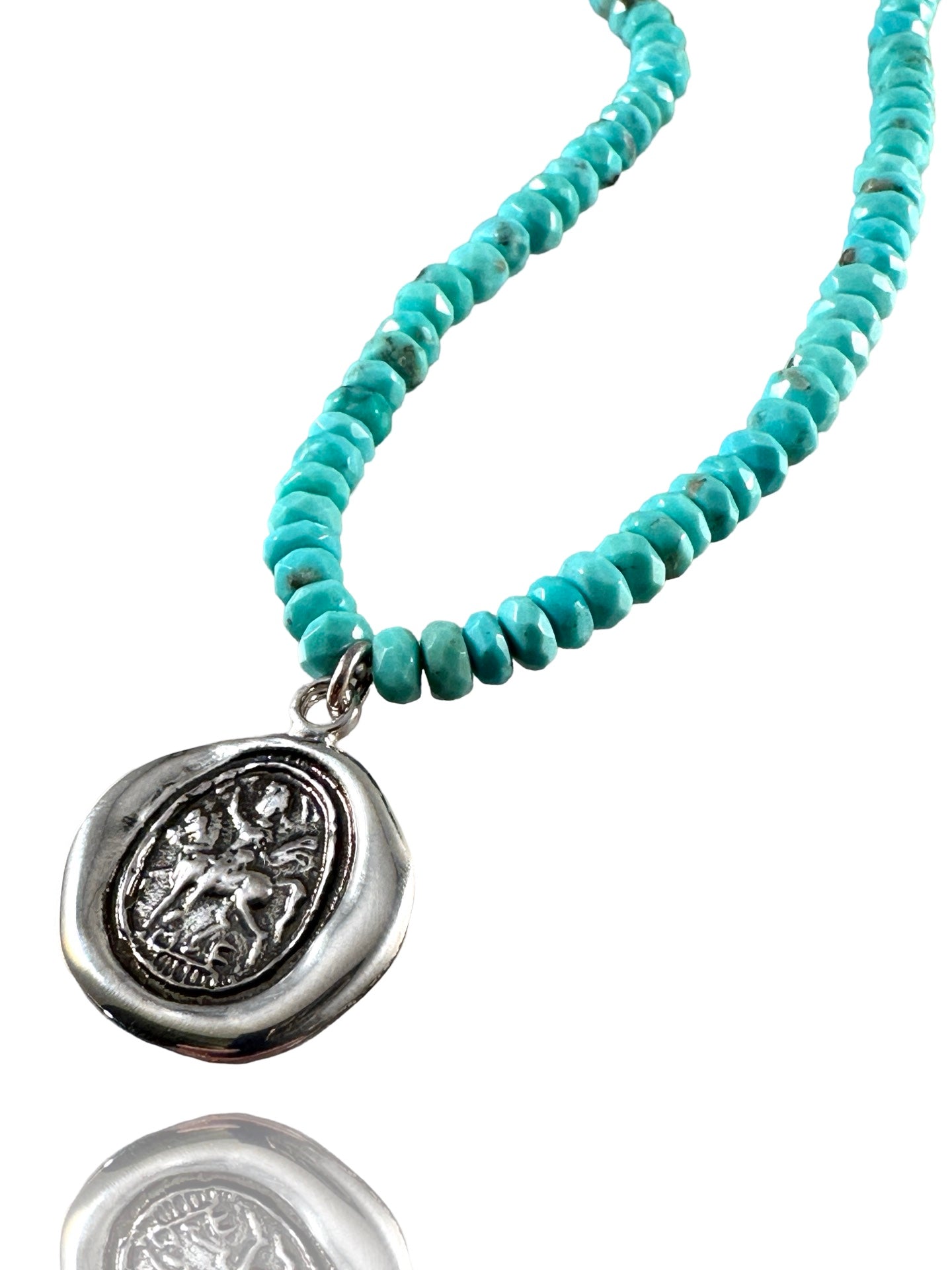 Saint George Sterling Turquoise Charm Necklace