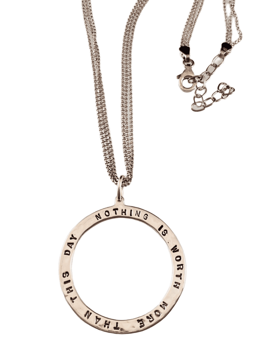 ‘Nothing is Worth More than this Day’ Large Open Circle Necklace