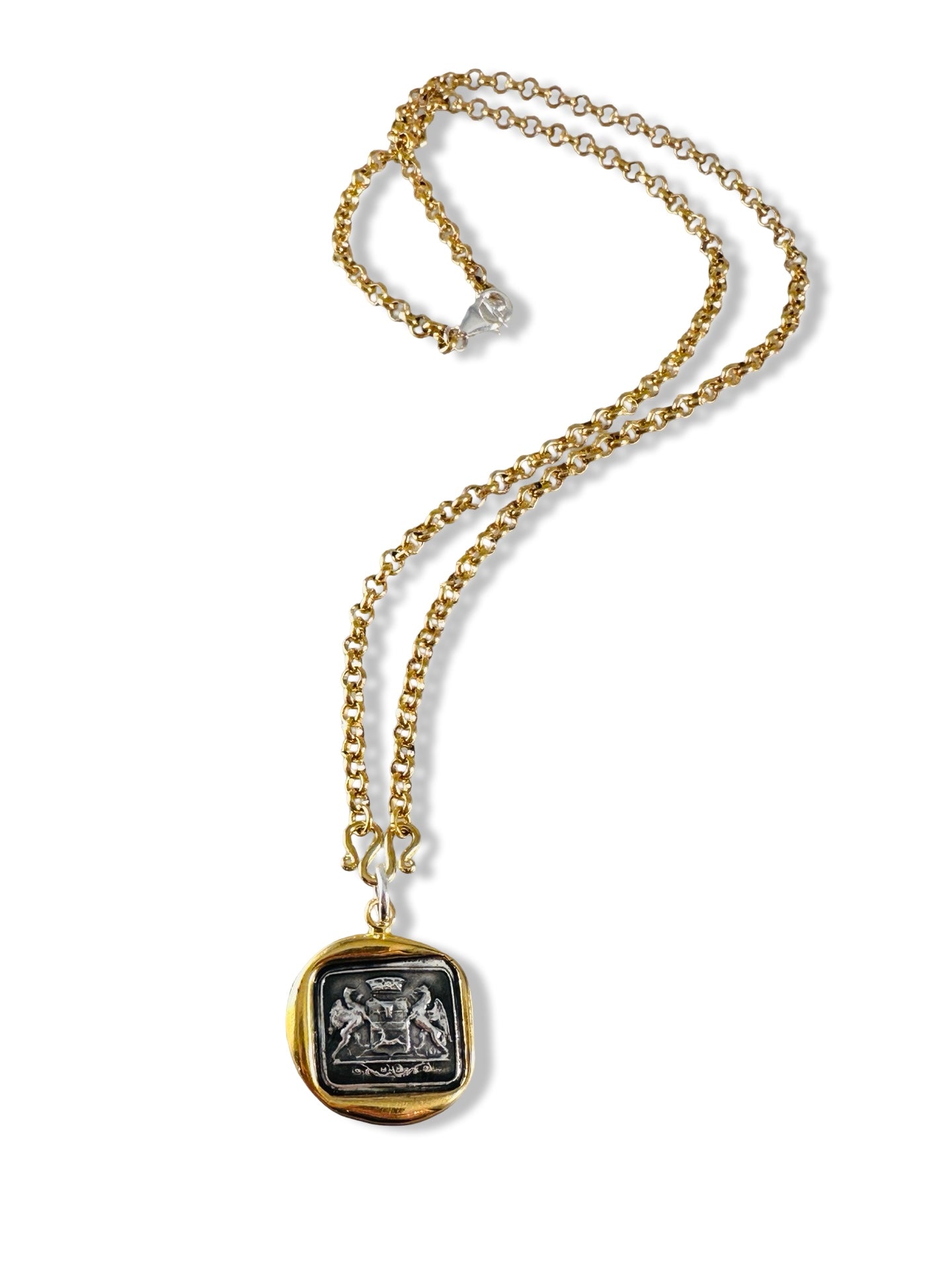 Gold and Silver Pendant on Gold Filled Chain