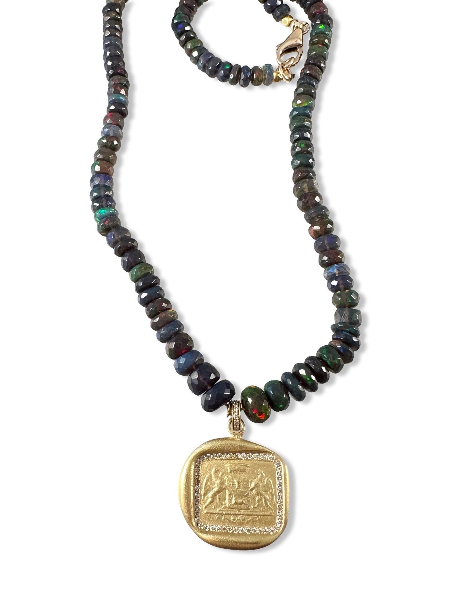 16.5” Black Opal Double Gryphon Diamond Necklace