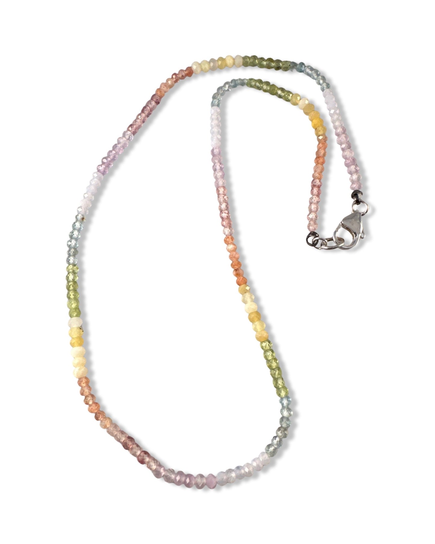16" Faceted Gemstone Chakra Necklace