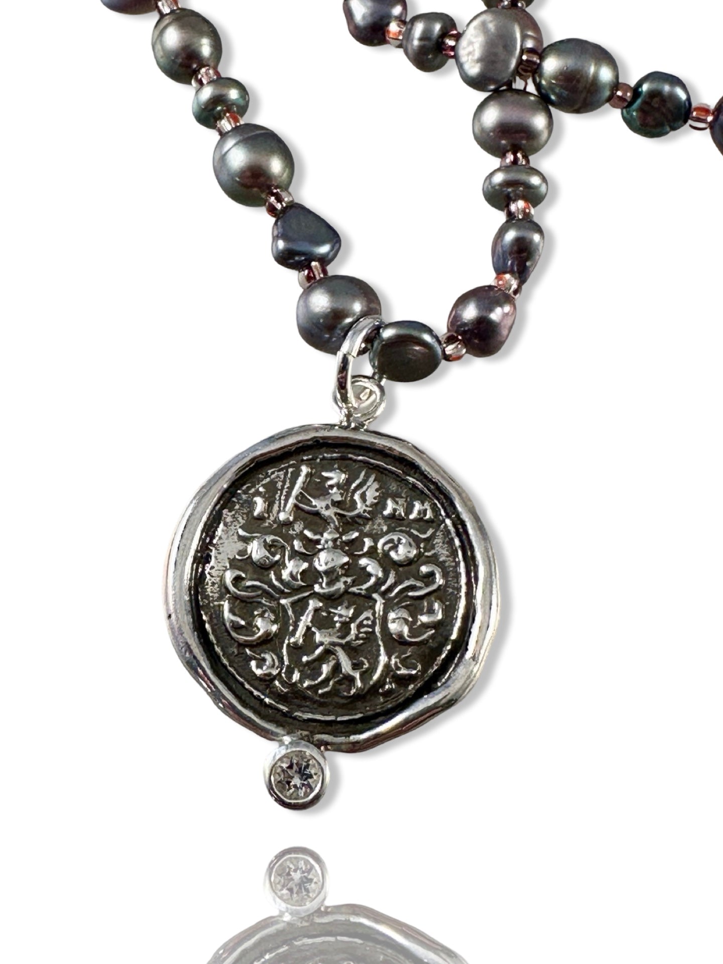 Gryphon Pearl Gemstone Charm Necklace