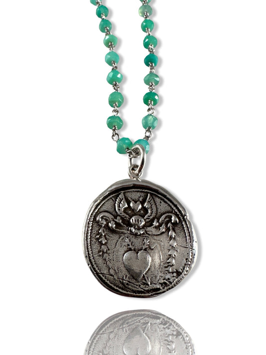Angel Heart Chrysoprase Chain Necklace