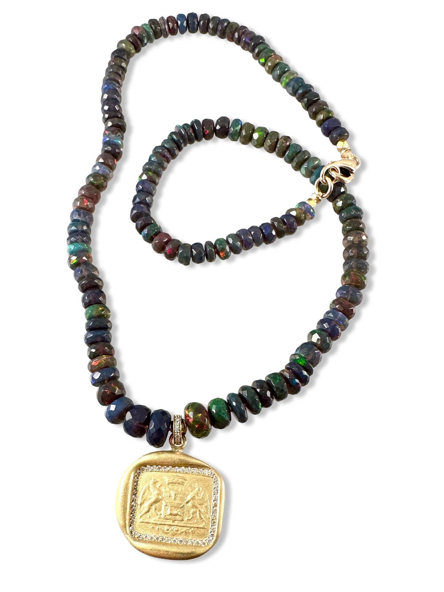 16.5” Black Opal Double Gryphon Diamond Necklace