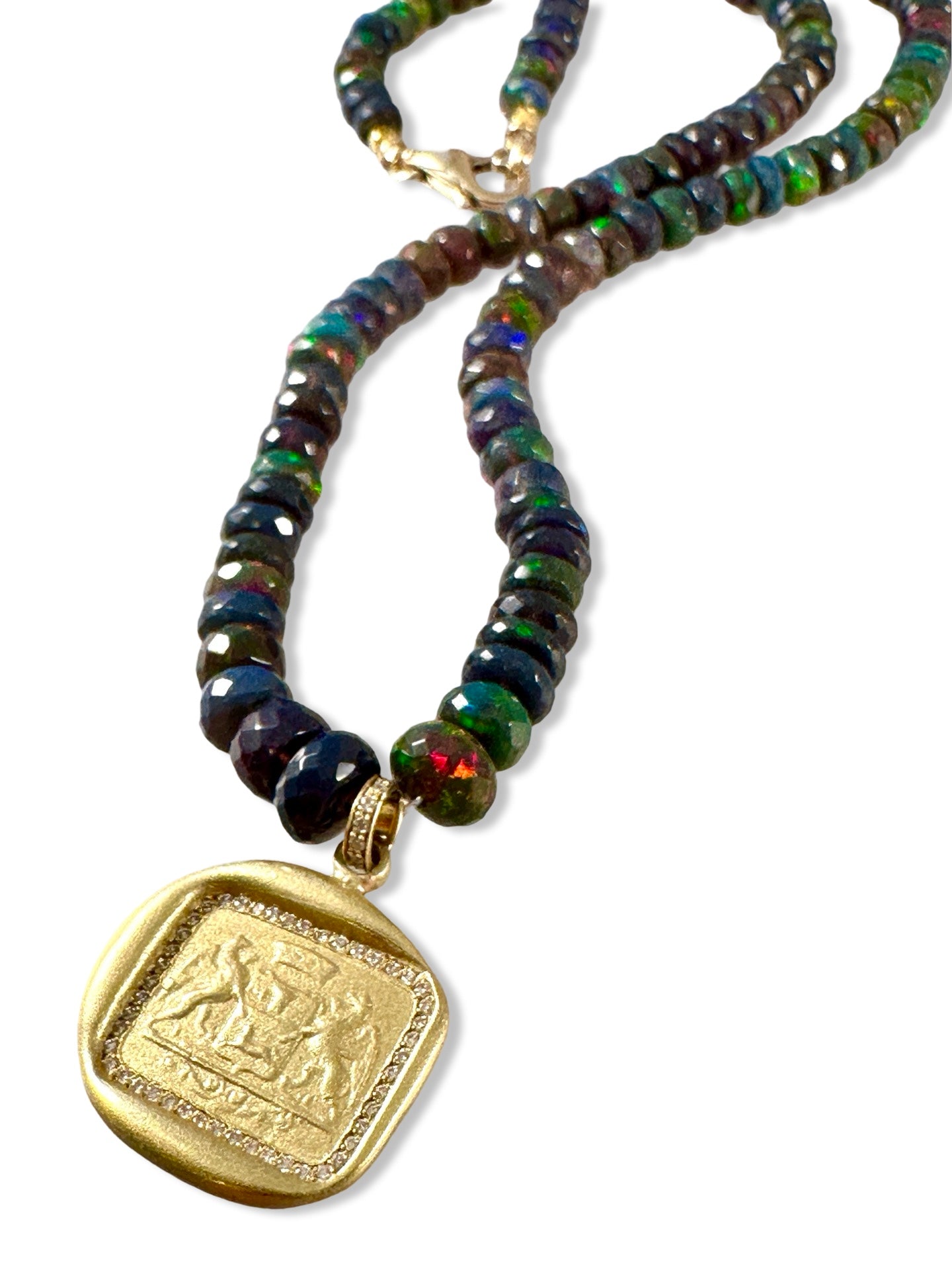 16.5” Black Opal Double Gryphon Diamond Necklace