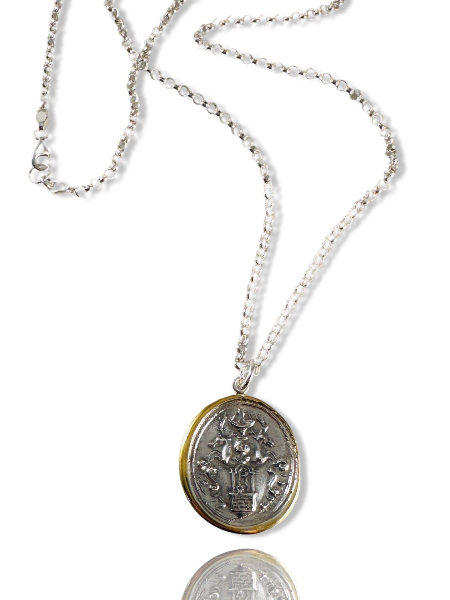 Tree of Life Sterling Gold Edge Necklace