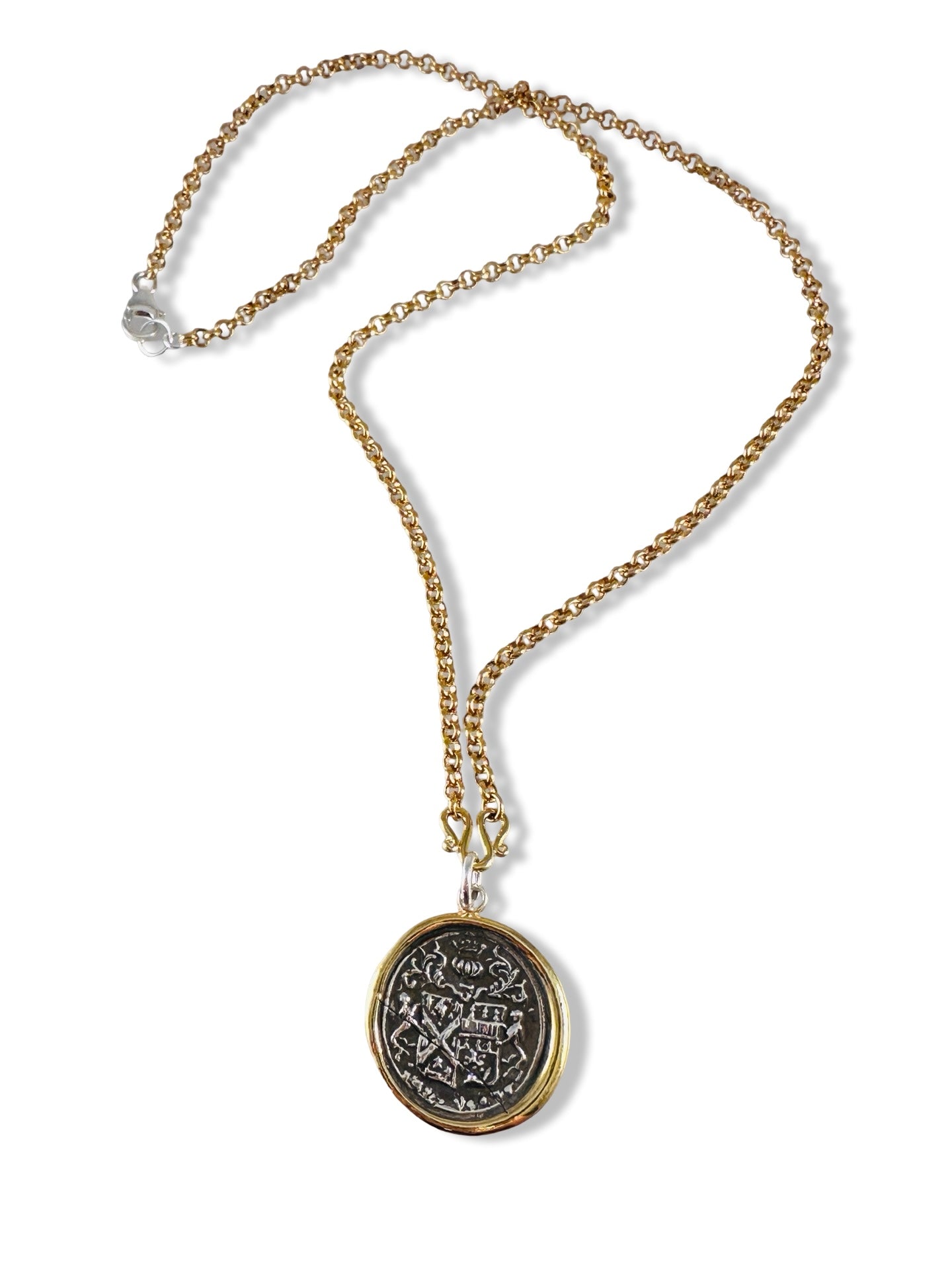 Gold and Silver Pendant on Gold Filled Chain