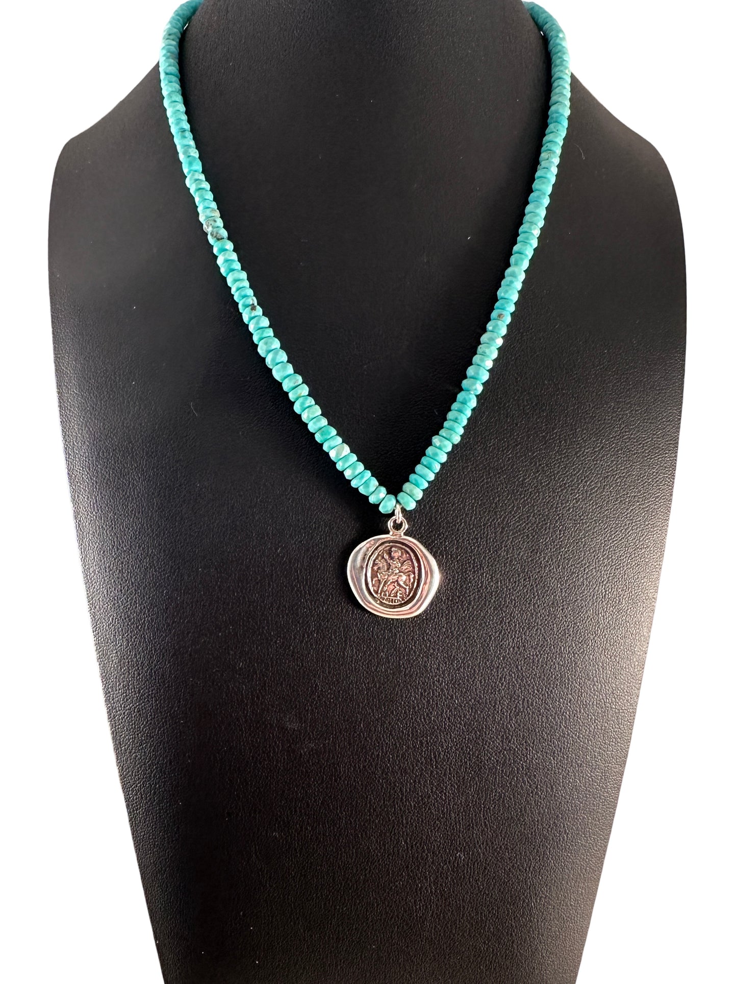 Saint George Sterling Turquoise Charm Necklace