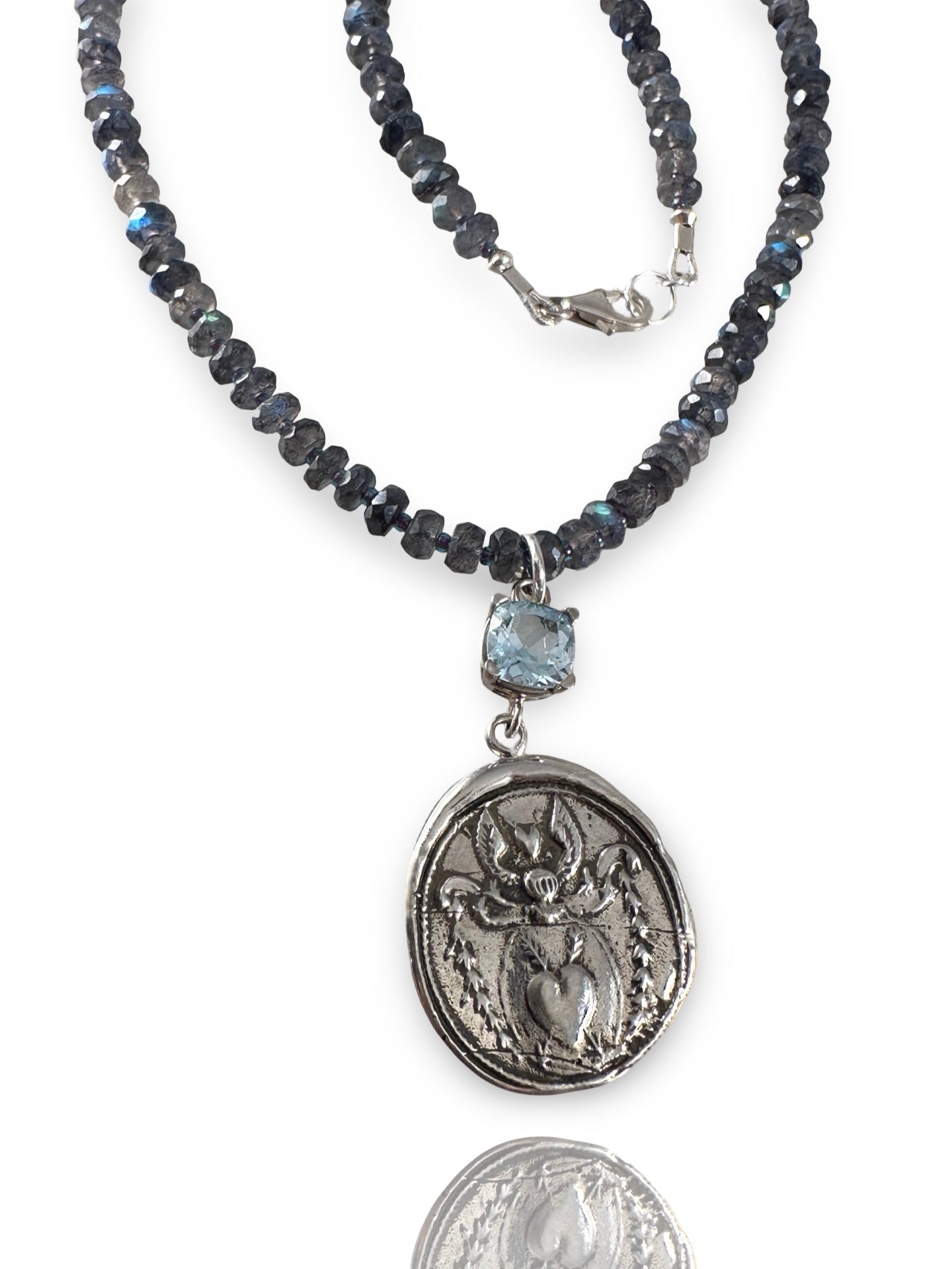 Angel Heart Blue Topaz Sterling Necklace