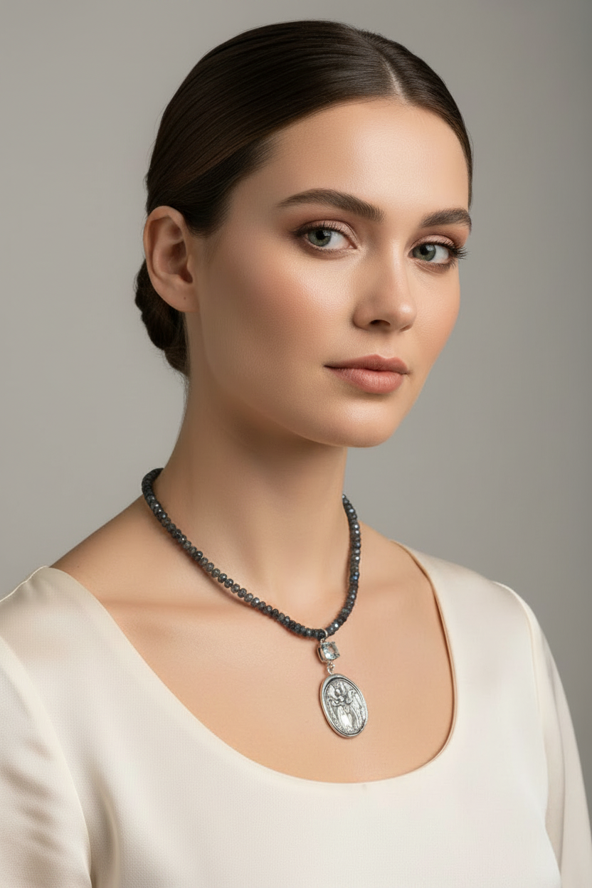 Angel Heart Blue Topaz Sterling Necklace