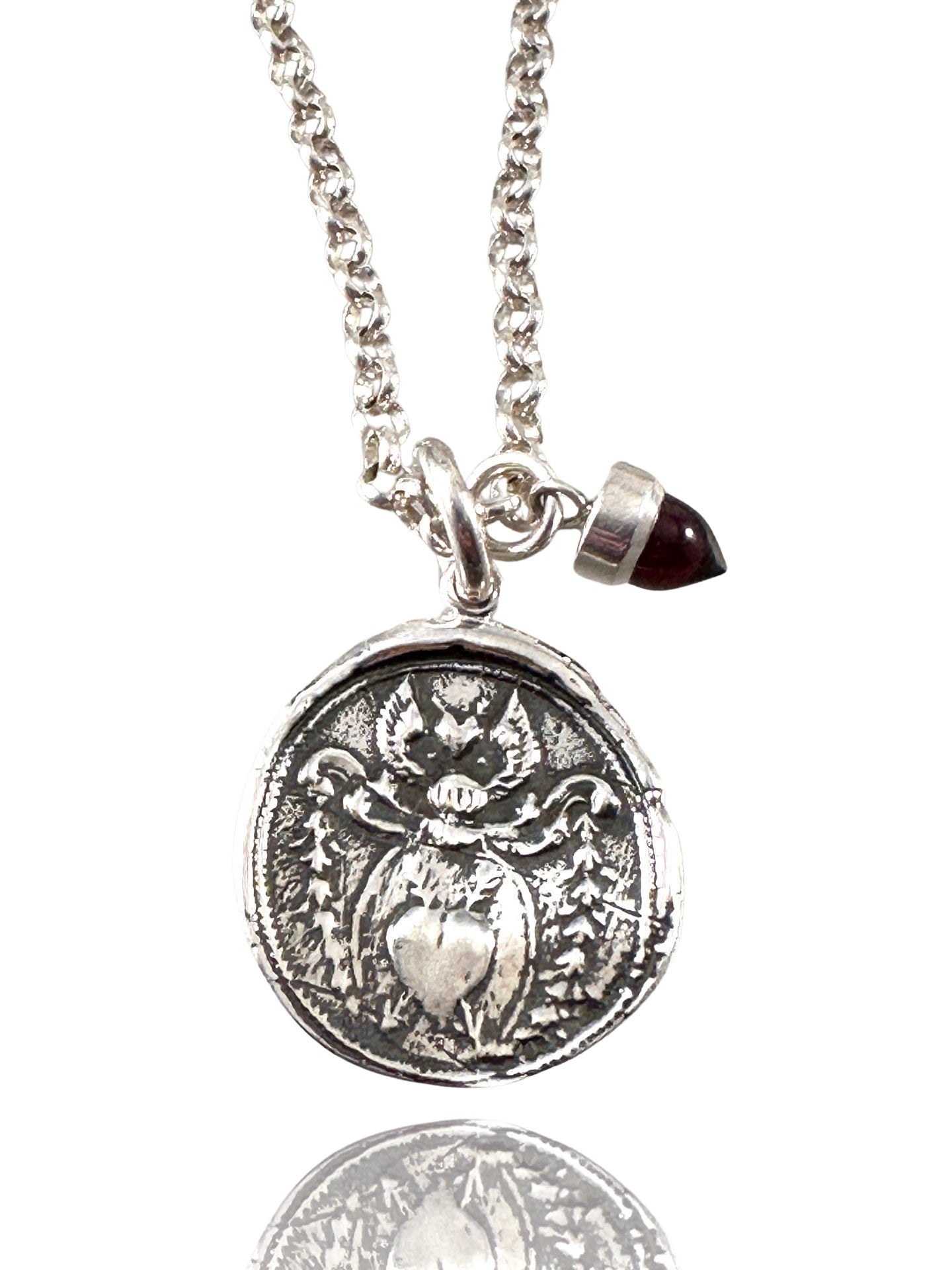 Angel Heart Garnet Gem Sterling Necklace