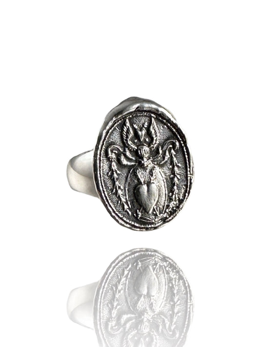 Angel Heart Sterling Signet Ring
